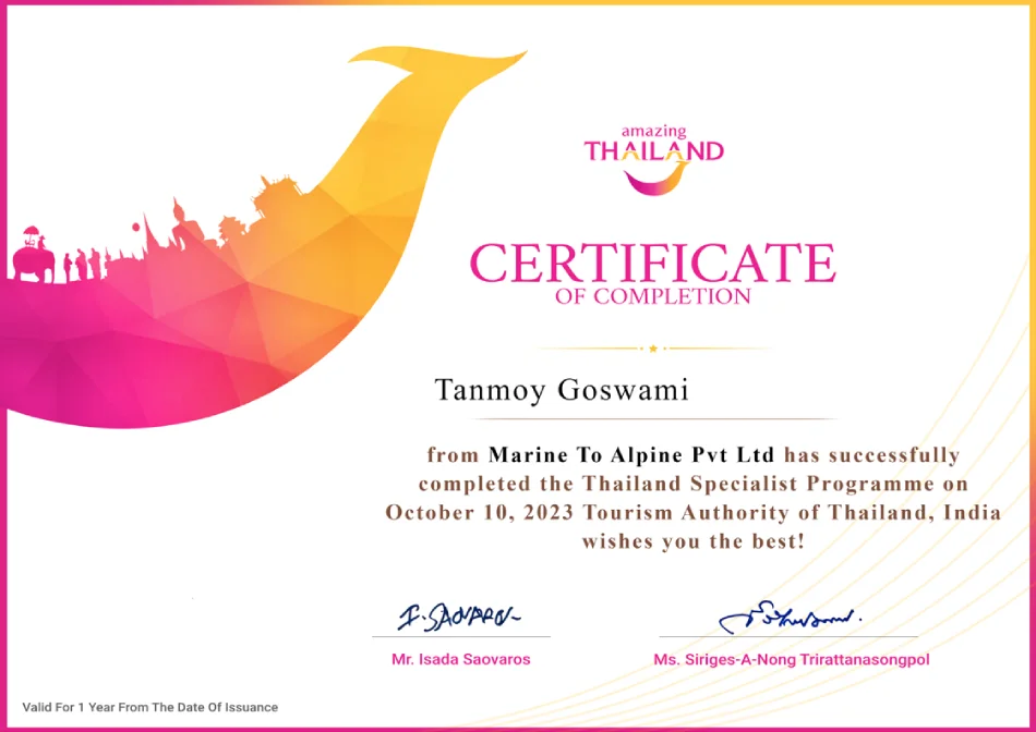 Certificate of Amazing Thailand